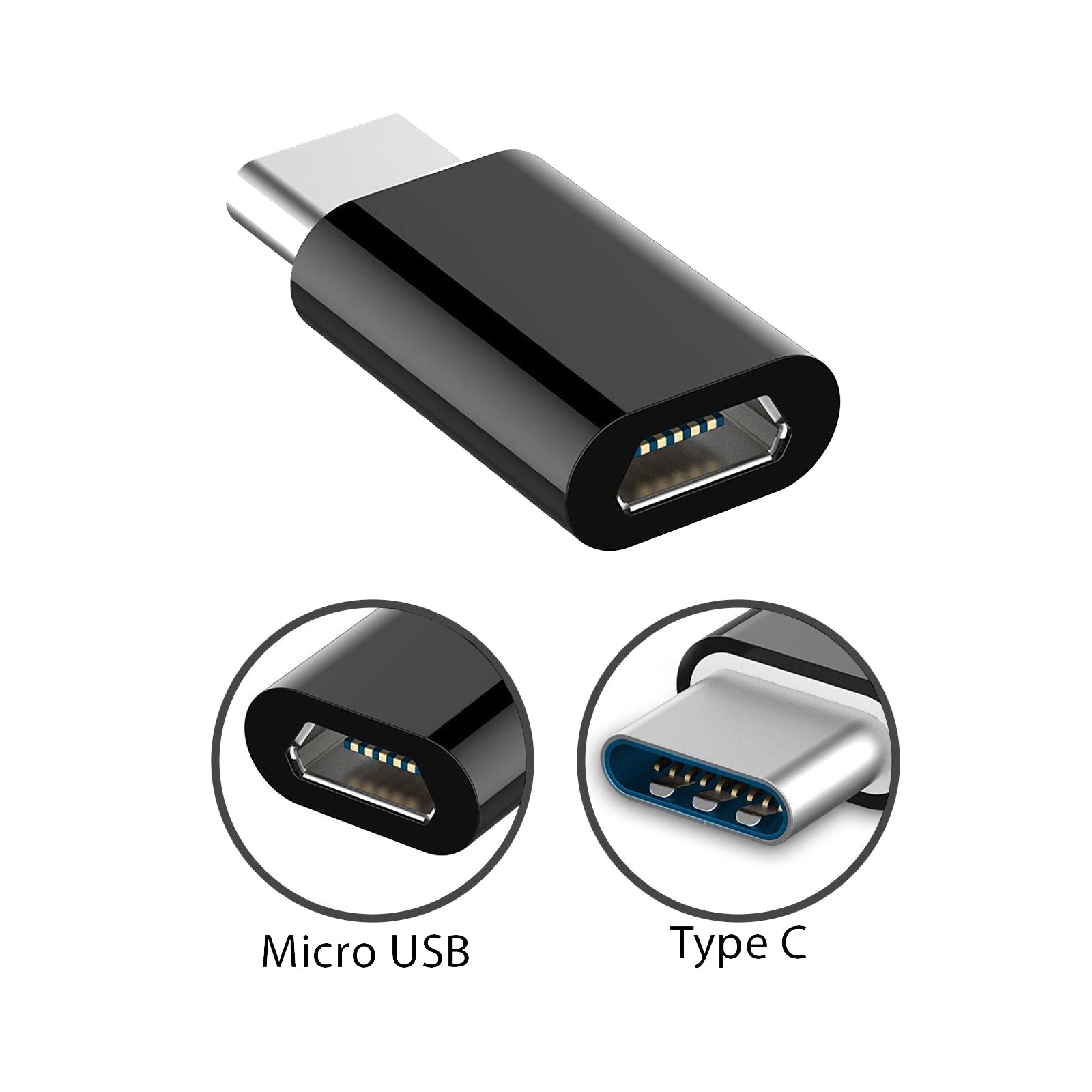 (Paquet de 2) Connecteur adaptateur micro USB femelle vers USB-C mâle (Paquet de 2) Connecteur adaptateur micro USB femelle vers USB-C mâle
